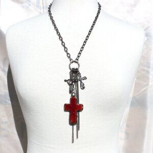 Multi-Cross Charm Necklace Set - New w/Tags